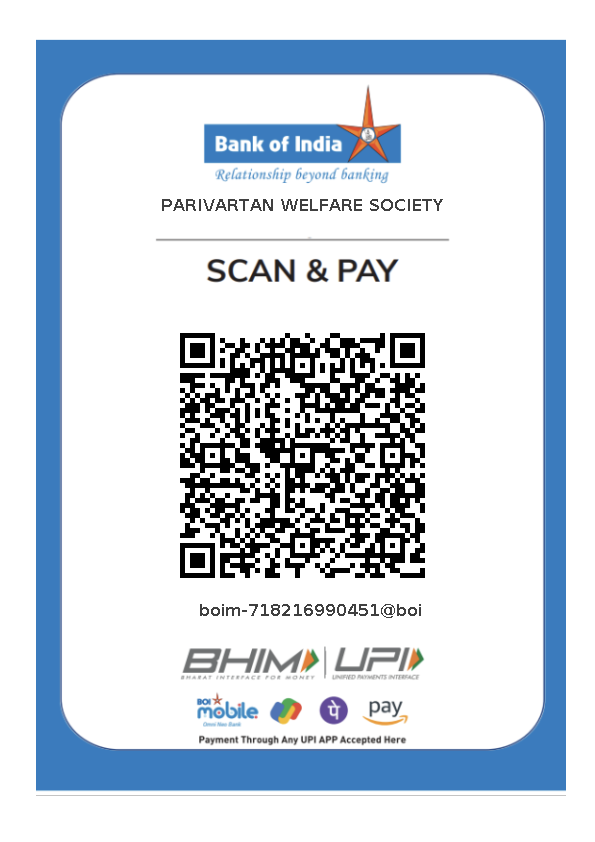 Parivartan Welfare Society UPI QR Code — boim-718216990451@boi